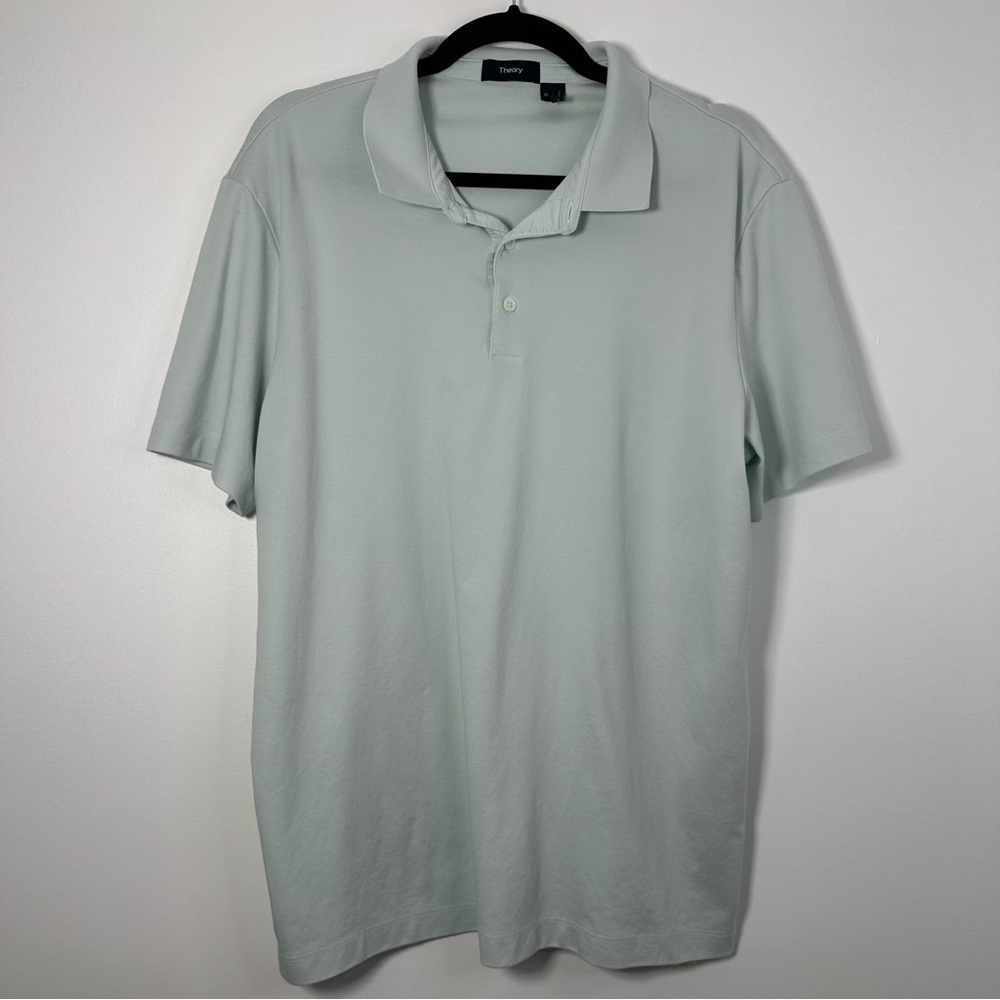 Theory Men's Short Sleeve Polo Shirt 100% Pima Cotton Robin’s Egg Blue Size XL